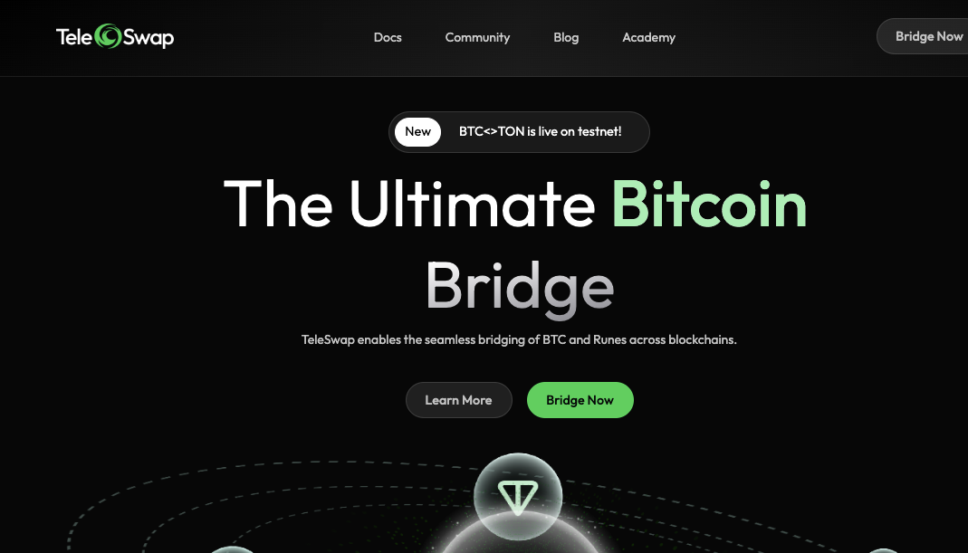 Screenshot of Teleswap home page