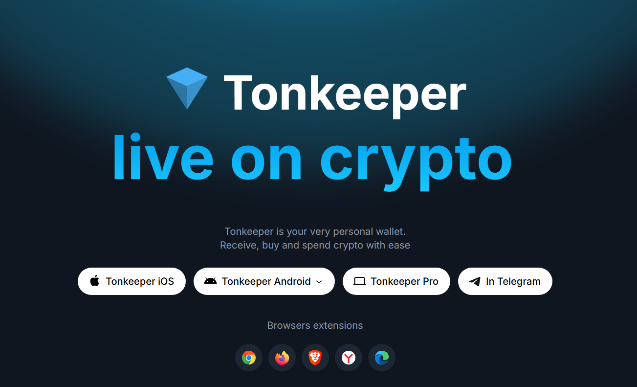Screenshot of Tonkeeper Website