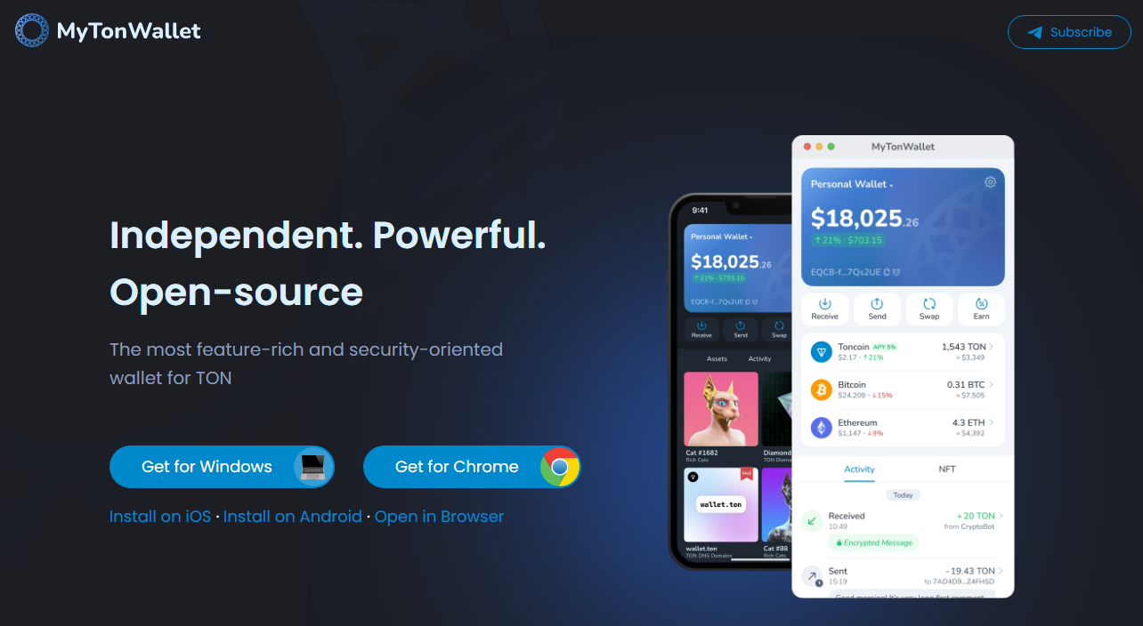 Screenshot of MyTonWallet Website